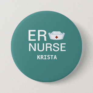Personalized ER Nurse 3 Inch Round Button