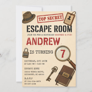Personalized Escape Room Birthday Invitation
