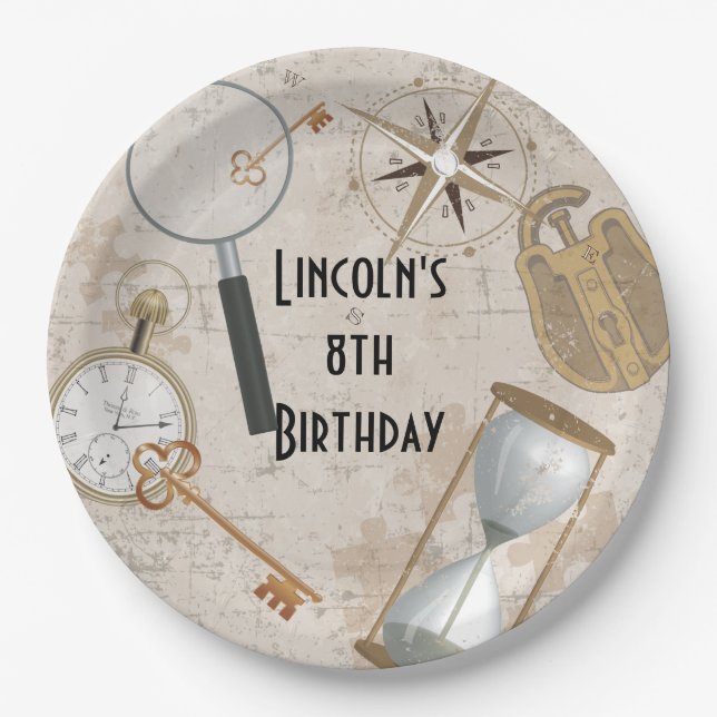 Personalized Escape Room Birthday Party Plates (Front)