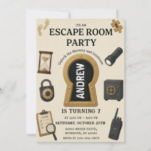 Personalized Escape Room Mystery Clue Birthday Invitation