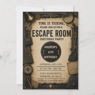 Personalized Escape Room party birthday Invitation