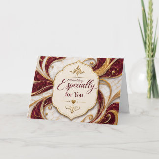 Personalized Especially for You Burgundy Gold Marb Thank You Card