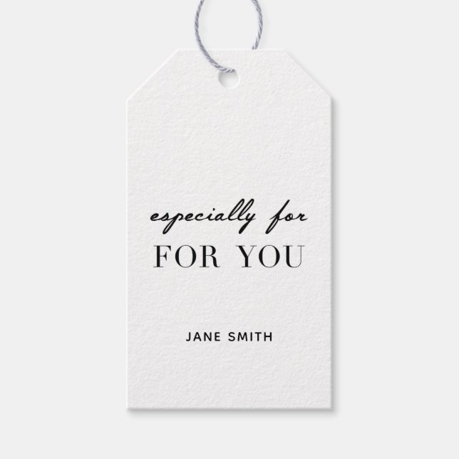 Personalized "Especially For You" gift tag white (Front)