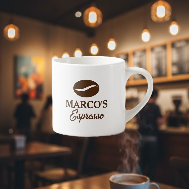 Personalized espresso cup with coffee bean logo (espresso mug)