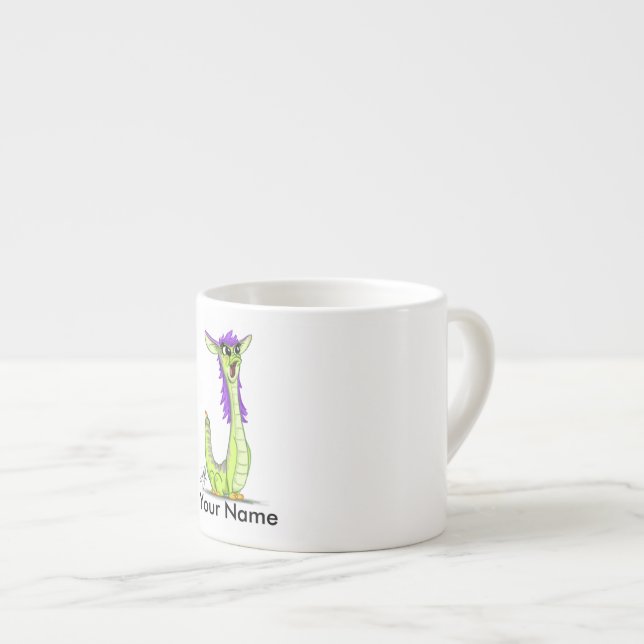 Personalized espresso mug with "J" Monster (Front Right)