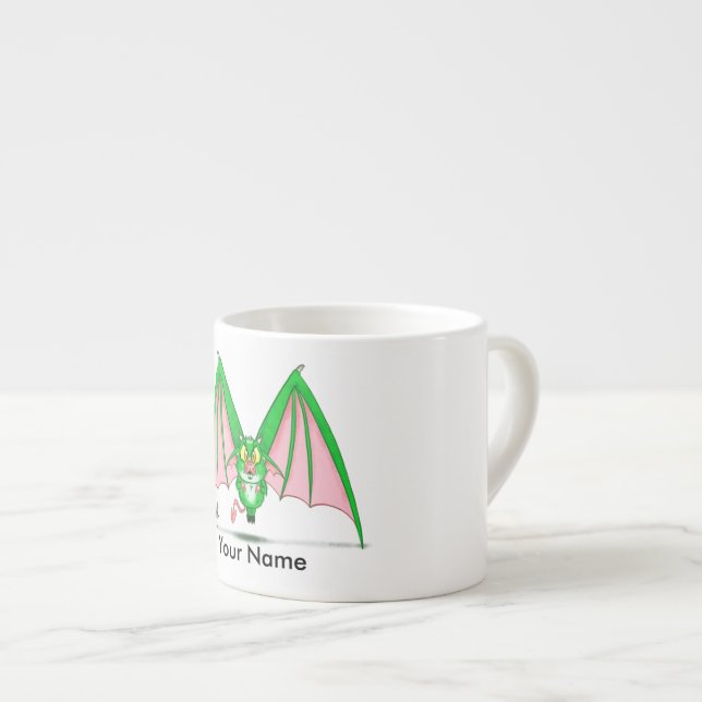 Personalized espresso mug with "M" Monster (Front Right)