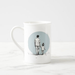 Personalized EST Year Father & Daughter Minimalist Bone China Mug