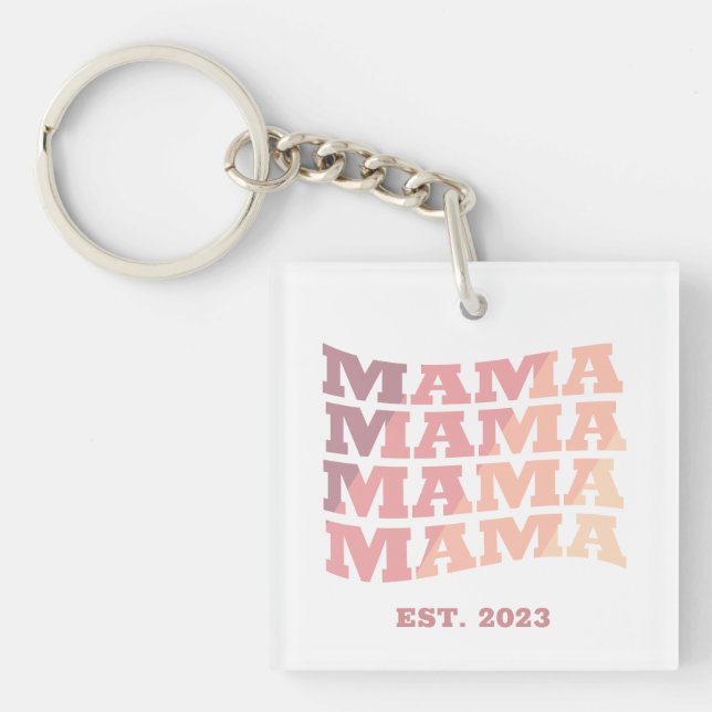 Personalized established Mama Keychain (Front)