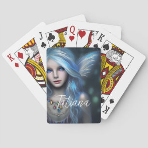 Personalized Ethereal Mystical Blue Fairy Playing Cards