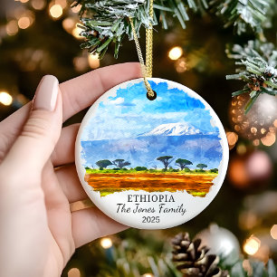 Personalized Ethiopia Ornament, Africa Gift Ceramic Ornament