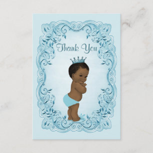 Personalized Ethnic Prince Baby Shower Thank You Card