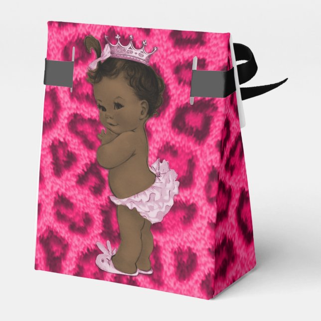Personalized Ethnic Princess Baby Leopard Pattern Favor Box (Back Side)