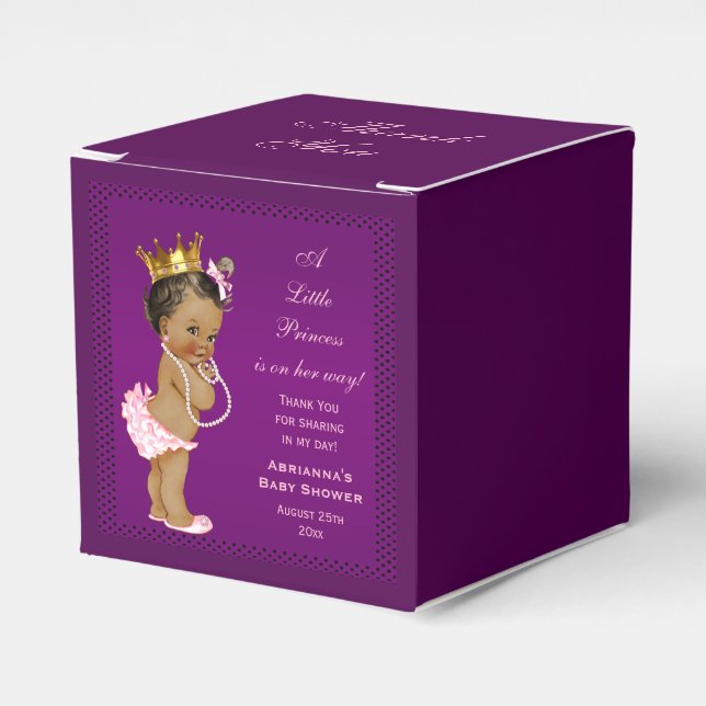 Personalized Ethnic Princess Baby Shower Thank You Favor Box (Front Side)