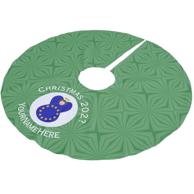Personalized EU Angel Christmas Flag  Brushed Polyester Tree Skirt (Angled)