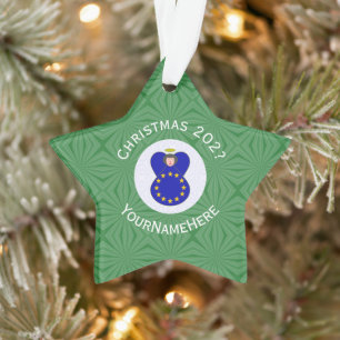 Personalized EU Angel Christmas Flag  Ornament
