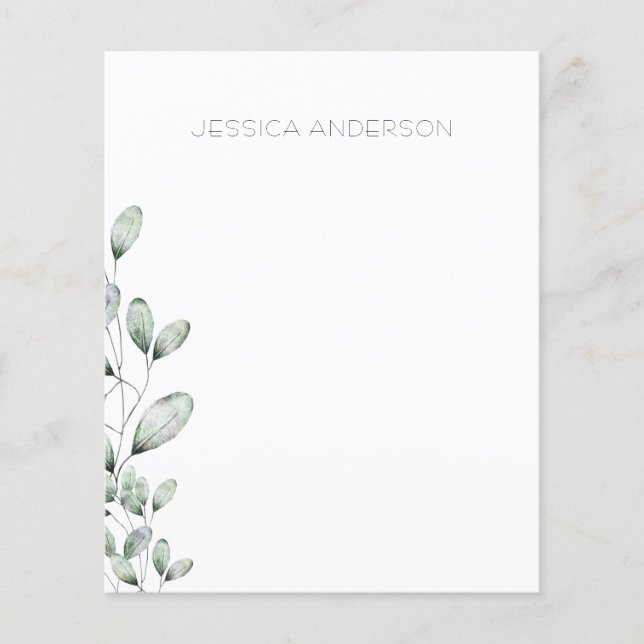 Personalized Eucalyptus Custom Name Stationery (Front)