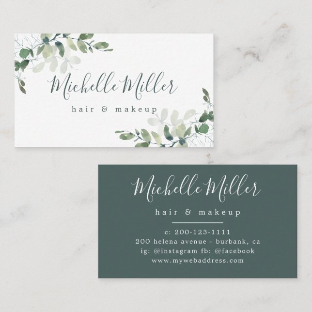 Personalized Eucalyptus Greenery Business Card (Front/Back)