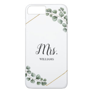 Personalized Eucalyptus Greenery Mrs Bride Case-Mate iPhone Case