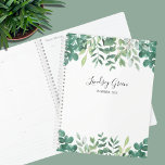 Personalized Eucalyptus Greenery Planner<br><div class="desc">This Planner is decorated with watercolor eucalyptus and foliage in shades of green.
Easily customizable. 
Use the Design Tool option to change the text size,  style,  and colour. 
Because we create our artwork you won't find this exact image from other designers. 
Original Watercolor © Michele Davies.</div>