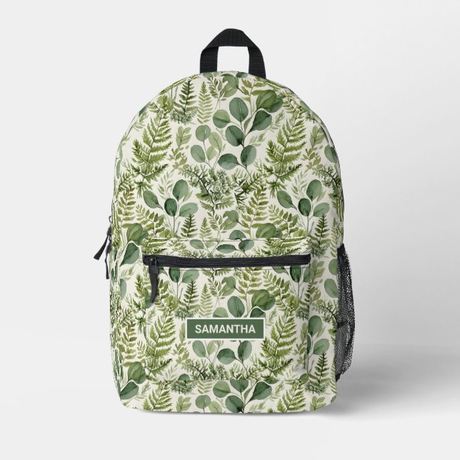 Personalized Eucalyptus Greenery Printed Backpack (Front)