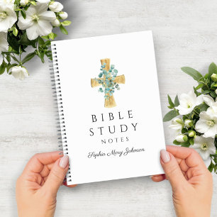 Personalized Eucalyptus Religious Cross Notebook