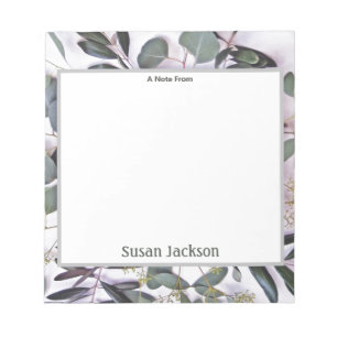 Personalized Eucalyptus Sage and Grey Notepad