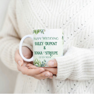 Personalized Eucalyptus Wedding Anniversary Gift  Coffee Mug
