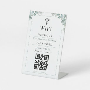 Personalized Eucalyptus Wedding WiFi Sign with QR