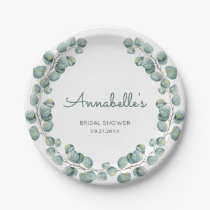 Personalized Eucalyptus Wreath  Bridal Shower Paper Plate