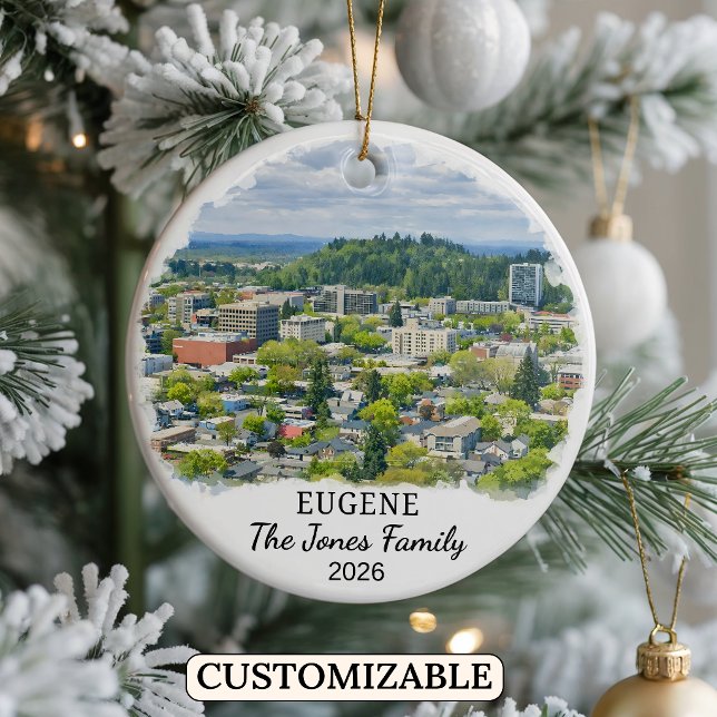 Personalized Eugene Ornament, Custom Oregon Ceramic Ornament (Creator Uploaded)