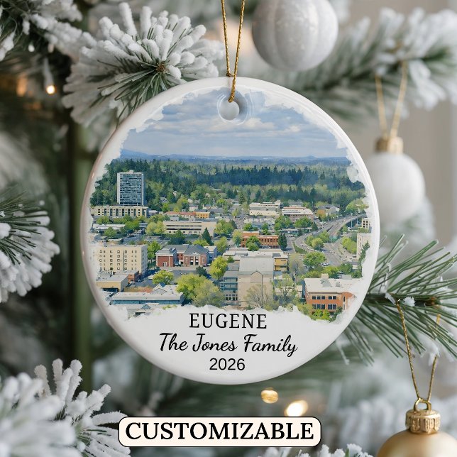 Personalized Eugene Ornament, Custom Oregon Ceramic Ornament (Creator Uploaded)