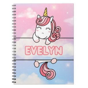 Personalized Evelyn Unicorn Girlie Notebook