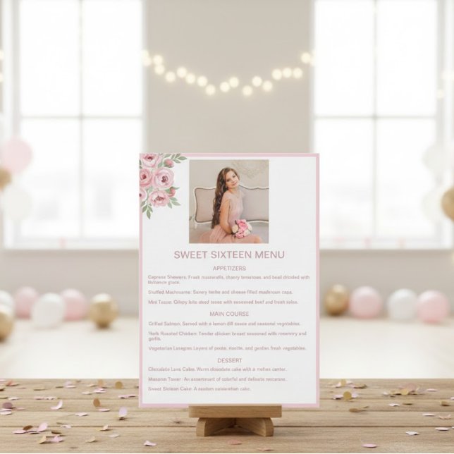 Personalized Event Menu with Photo and Pink (Creator Uploaded)
