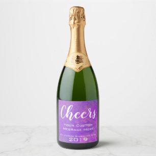 Personalized Event Violet Marbled Art Sparkling Wine Label