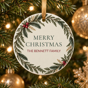 Personalized Evergreen Family Christmas Ornament