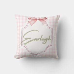 Personalized Everleigh Baby Girl Nursery Gingham Throw Pillow
