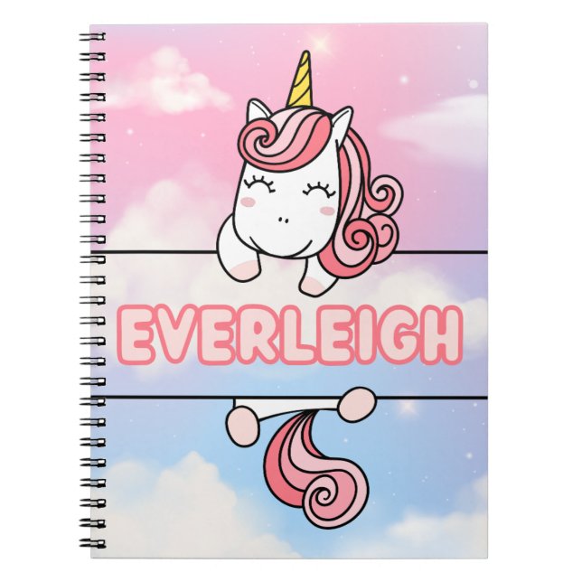 Personalized Everleigh Unicorn Girlie Notebook (Front)