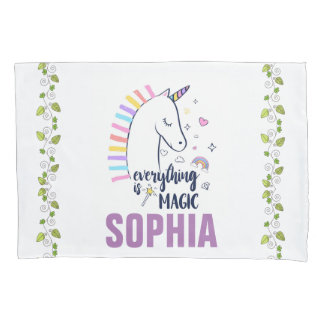 Personalized Everything Is Magic Unicorn Bedding Pillowcase