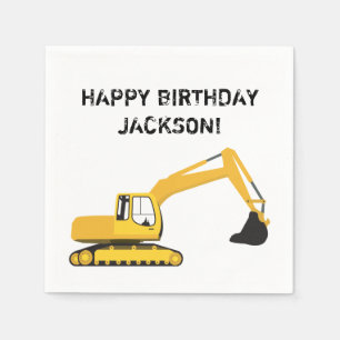 Personalized Excavator Construction Truck Napkin