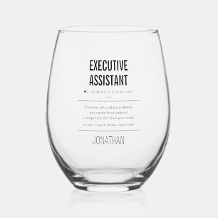 Personalized Executive Assistant Funny Stemless Wine Glass