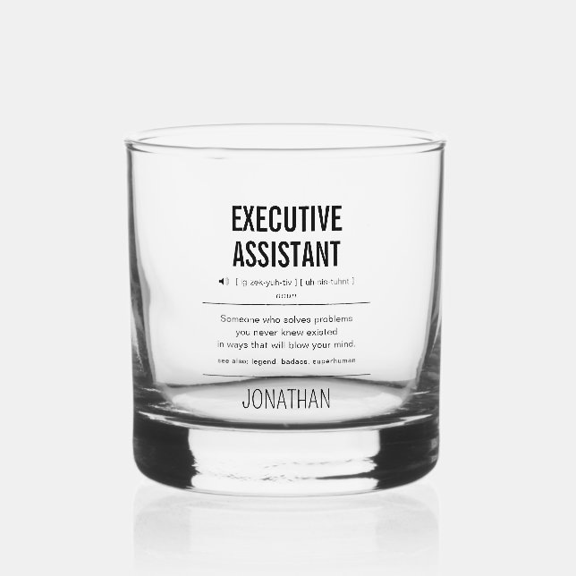 Personalized Executive Assistant Funny Whiskey Glass (Front)