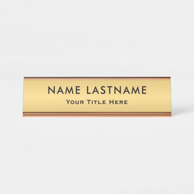 Personalized Executive Office Custom Gold Desk Name Plate (Front)