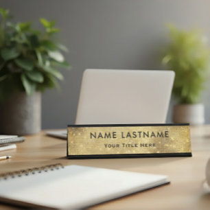 Personalized Executive Office Custom Gold Desk Name Plate
