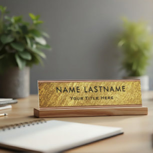 Personalized Executive Office Custom Gold Desk Name Plate