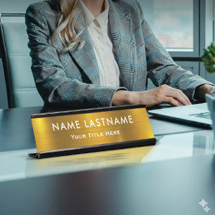 Personalized Executive Office Custom Gold Desk Name Plate