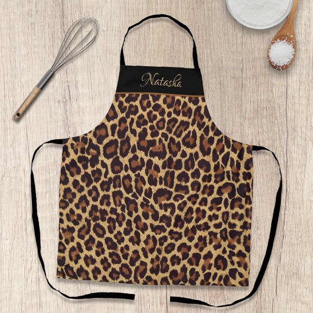 Personalized Exotic Faux Leopard Fur Print Apron (Creator Uploaded)