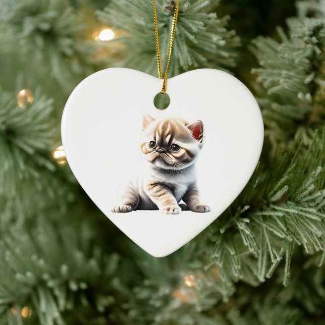 Personalized Exotic Shorthair Kitten Ceramic Ornament (Tree)