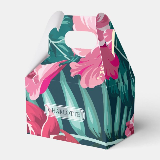 Personalized Exotic Summer Floral Favor Box (Front Side)