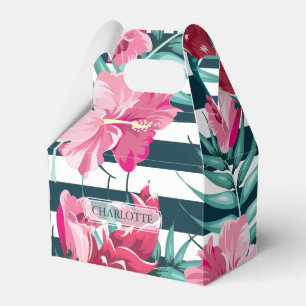 Personalized Exotic Summer Floral striped Favor Box