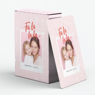 Personalized Fa La La La Pink Christmas Photo Playing Cards